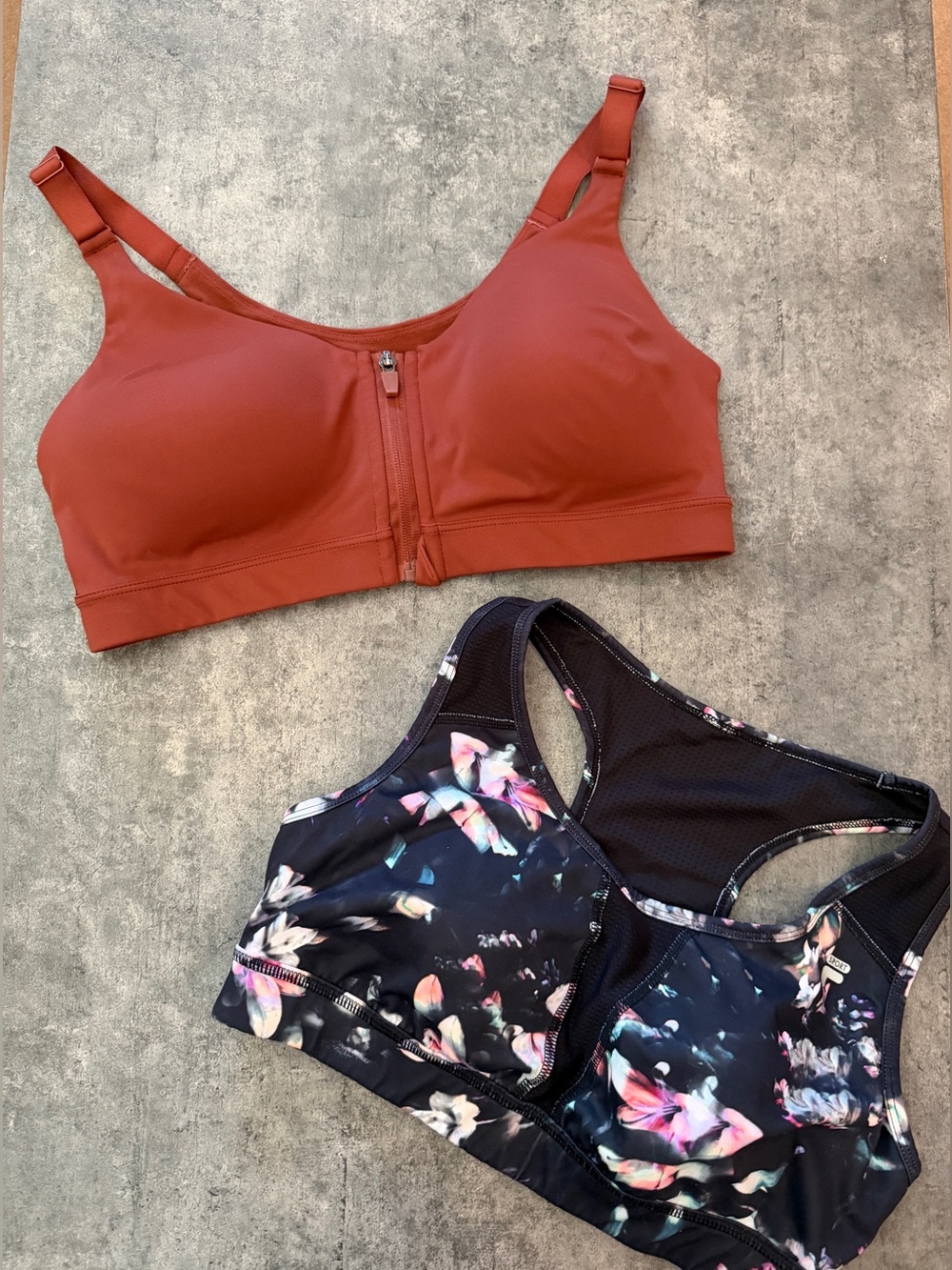 Bundle 2- Sports Bra Bundle: Old Navy PowerSoft Zip-Front & FILA Sport Floral